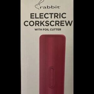 Electric Corkscrew With Foil Cutter  Wine Bottle Opener NIB By Rabbit